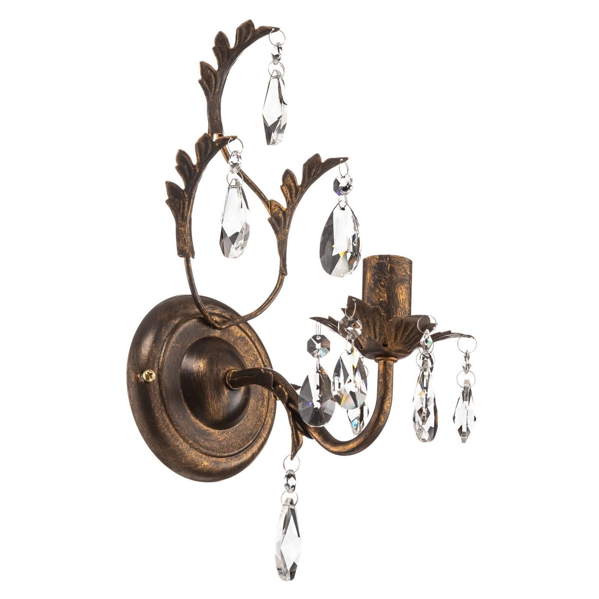 Applique murale Teresa en cristal, bronze et transparent, hauteur 30 cm