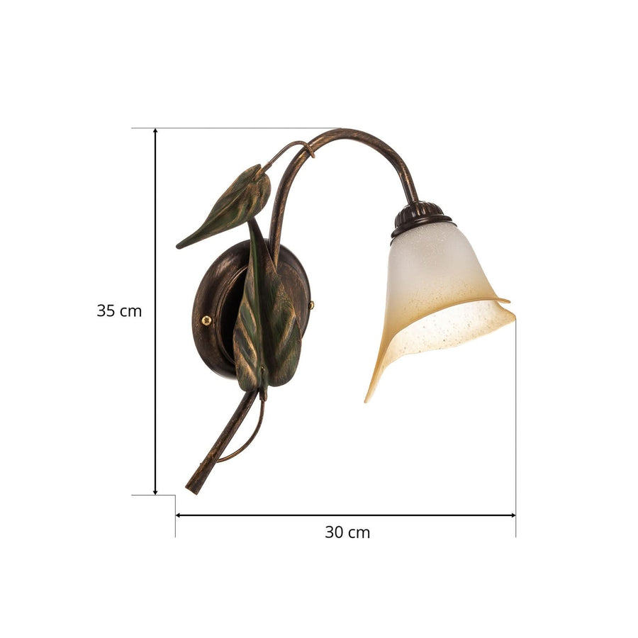 Applique murale Miranda en verre, bronze et vert, hauteur 35 cm