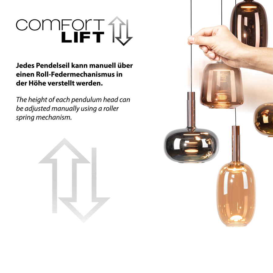 Suspension Irides multicolore, verre, L 55 cm