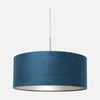 Suspension bleu, abat-jour velours Ø 50 cm réglable, salon | Velira