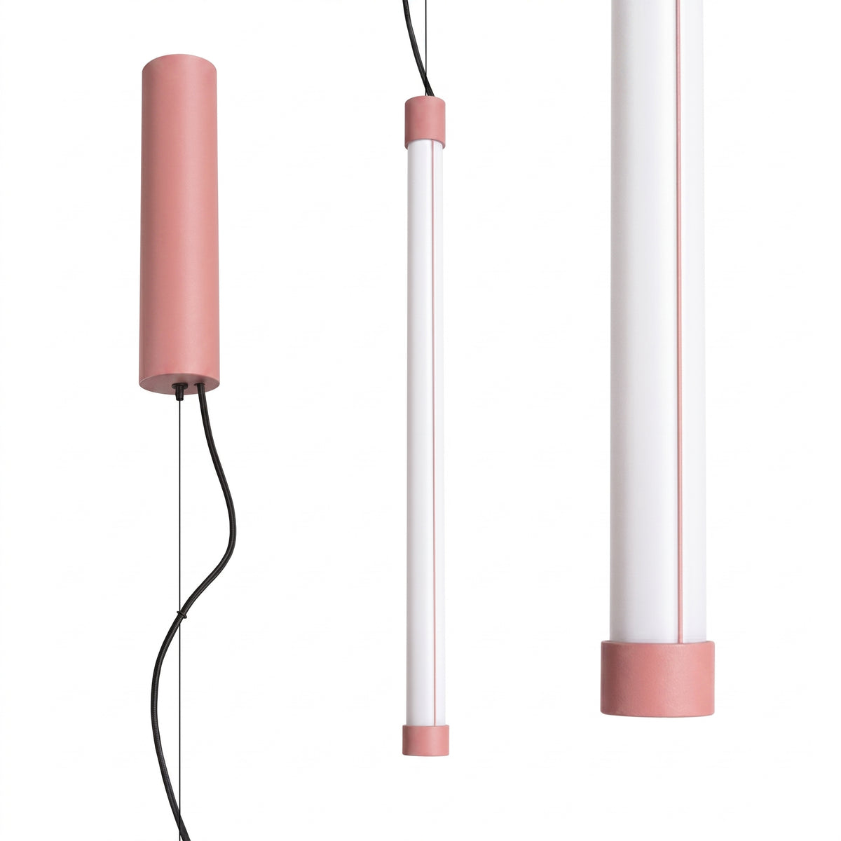 Modèle rose poudré, vue rapprochée du tube et de la finition satinée