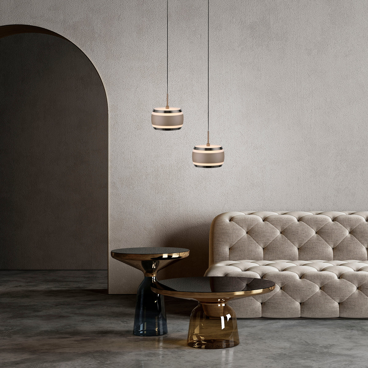 Suspension Pure Falling Rings marron et chromée, P 13 cm