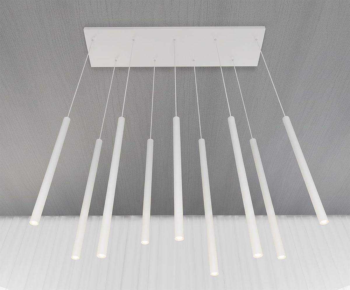 Détail de la plaque vue de dessous, tubes allumés diffusant une lumière uniforme.