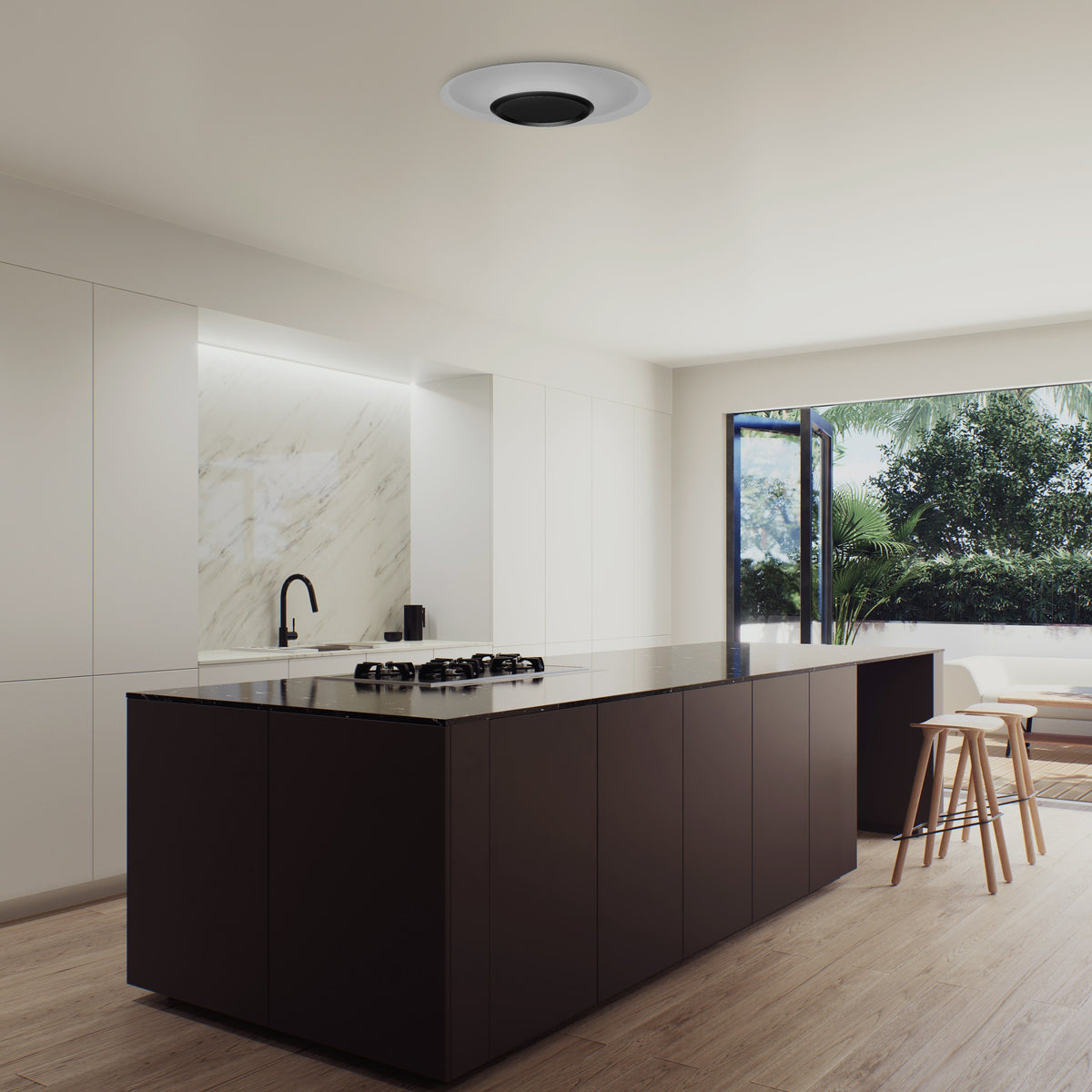 Plafonnier LED Tina blanc mat et noir, Ø 56 cm