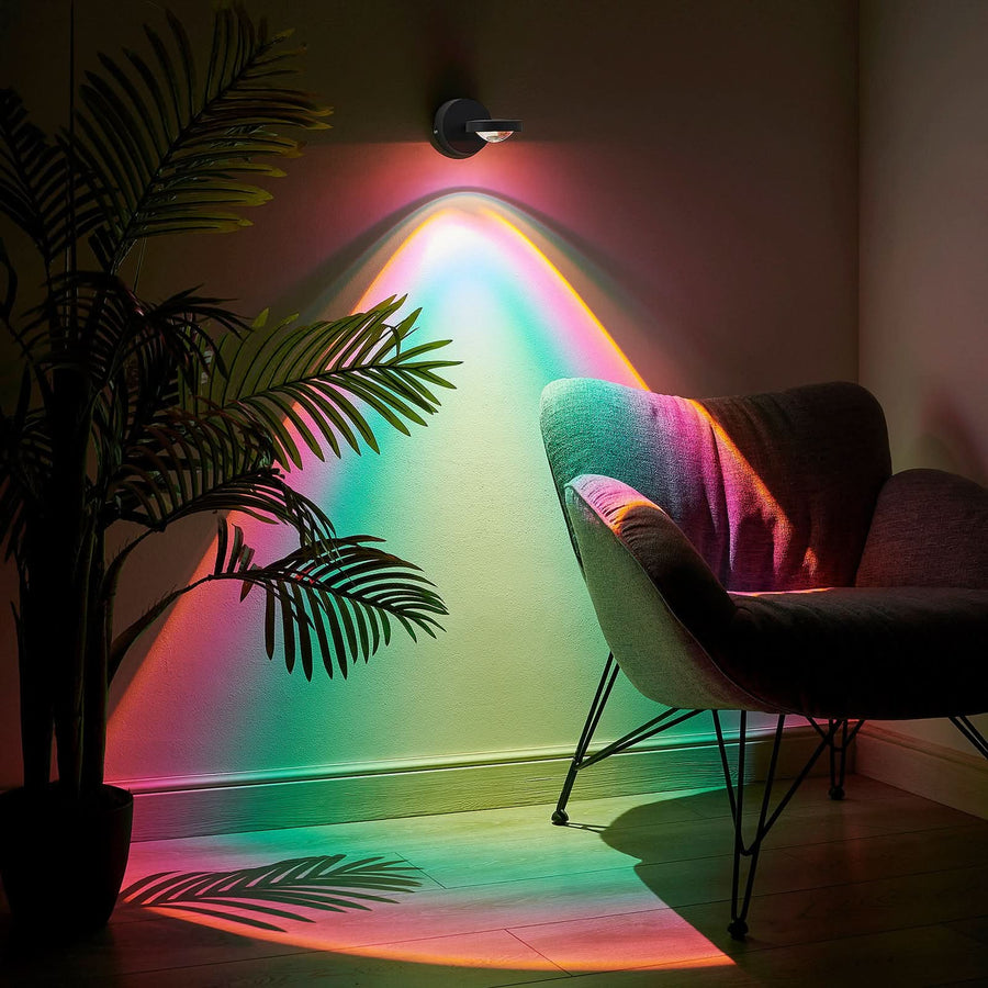 Applique murale LED Edonita en verre, noir, hauteur 10 cm