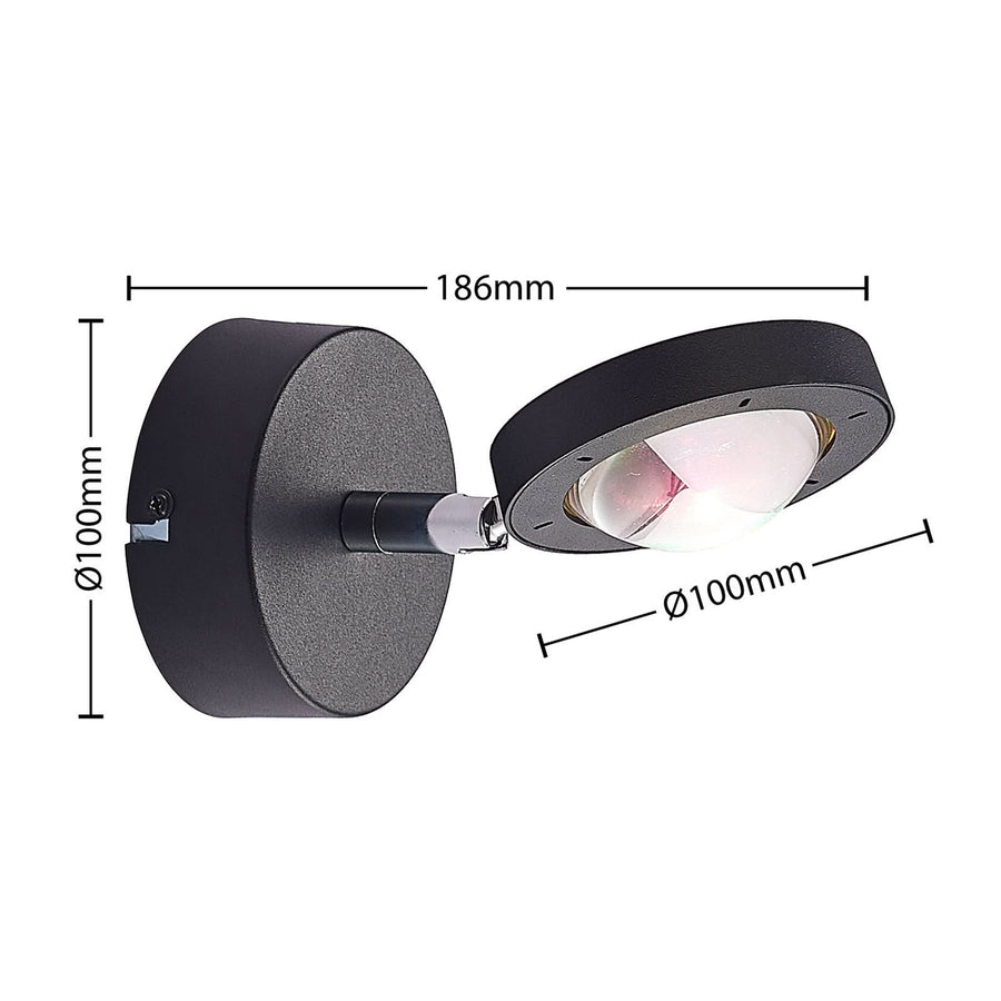 Applique murale LED Edonita en verre, noir, hauteur 10 cm