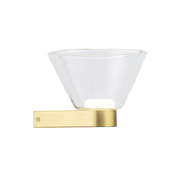 Applique murale LED New York dorée, verre, L 21 cm