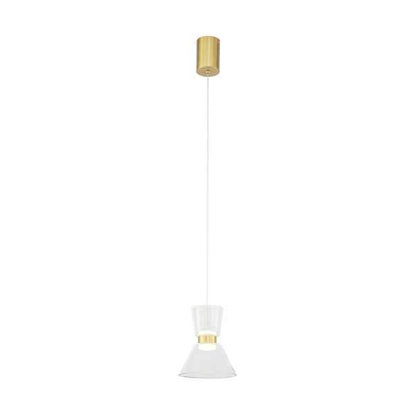 Suspension LED New York dorée, verre, Ø 18 cm