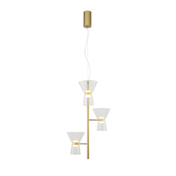 Suspension LED New York dorée, verre, Ø 49,2 cm