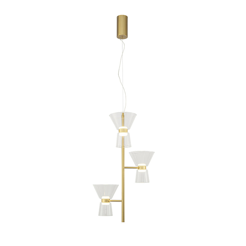 Suspension LED New York dorée, verre, Ø 49,2 cm