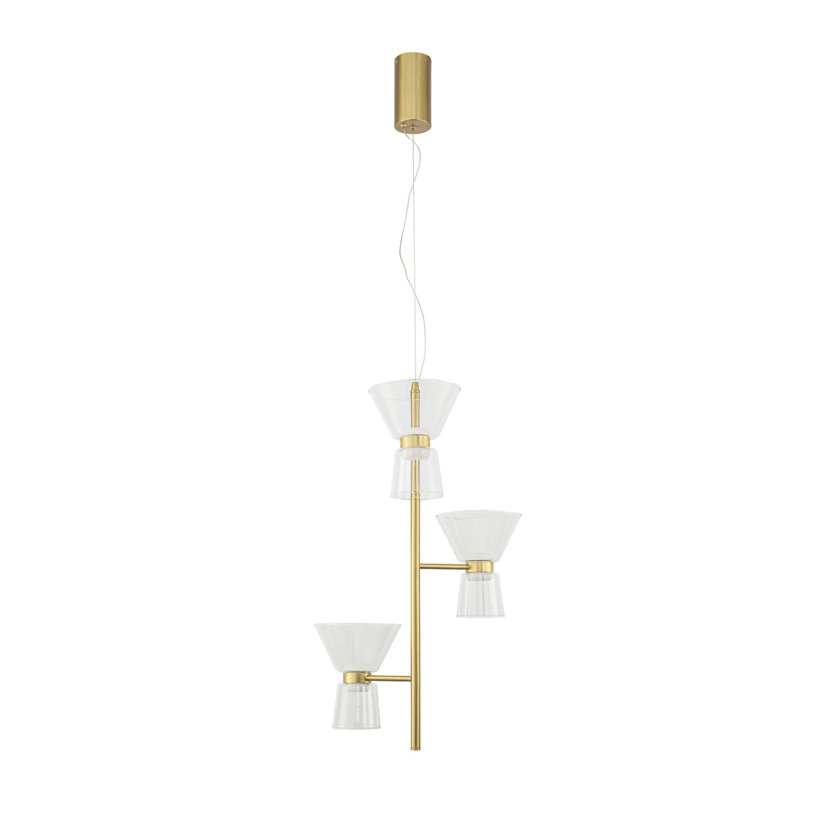 Suspension LED New York dorée, verre, Ø 49,2 cm