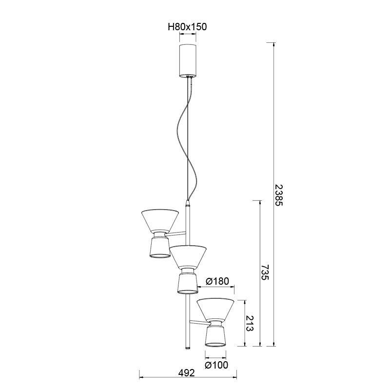 Suspension LED New York dorée, verre, Ø 49,2 cm