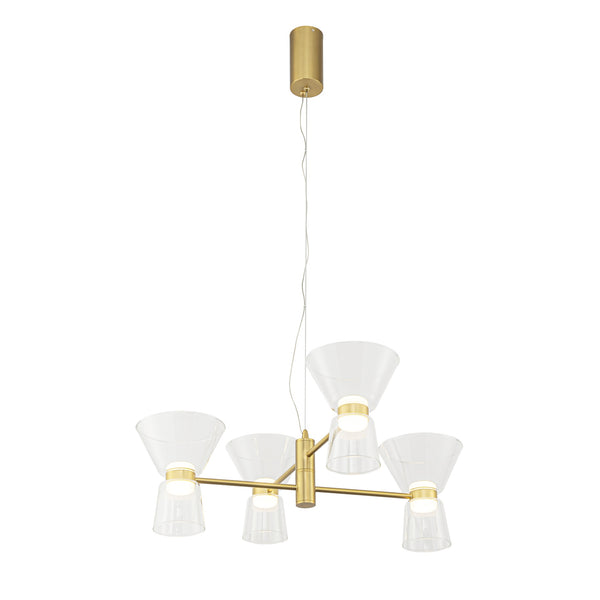Suspension LED New York dorée, verre, Ø 68,2 cm
