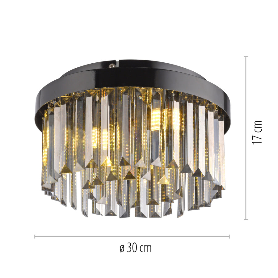 Plafonnier Kulunka 4 lumières noir, verre