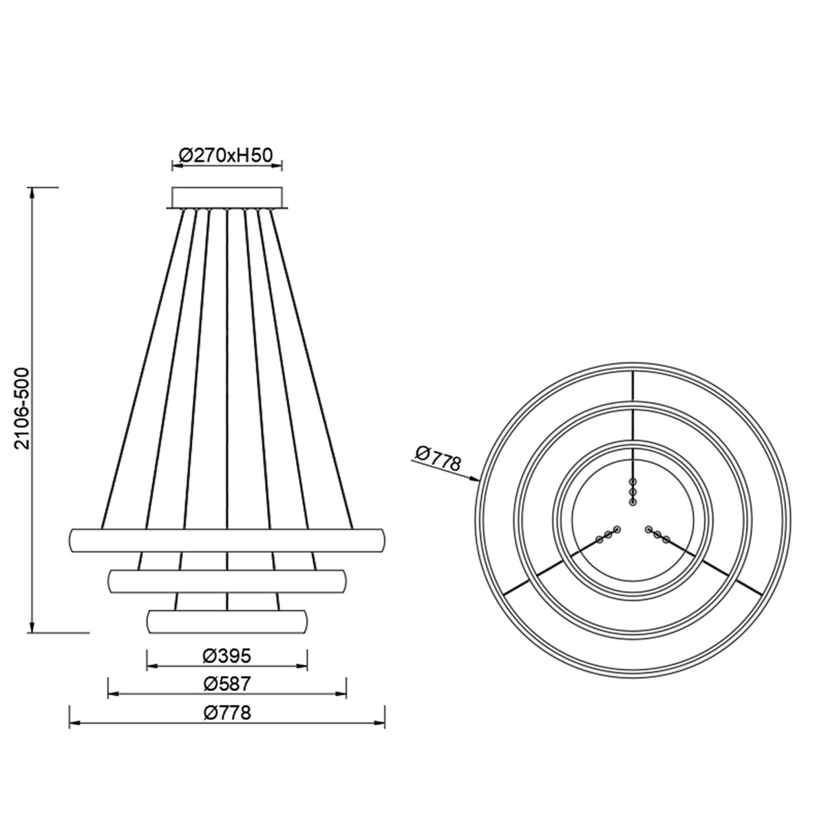 Suspension LED Flats grand modèle blanche