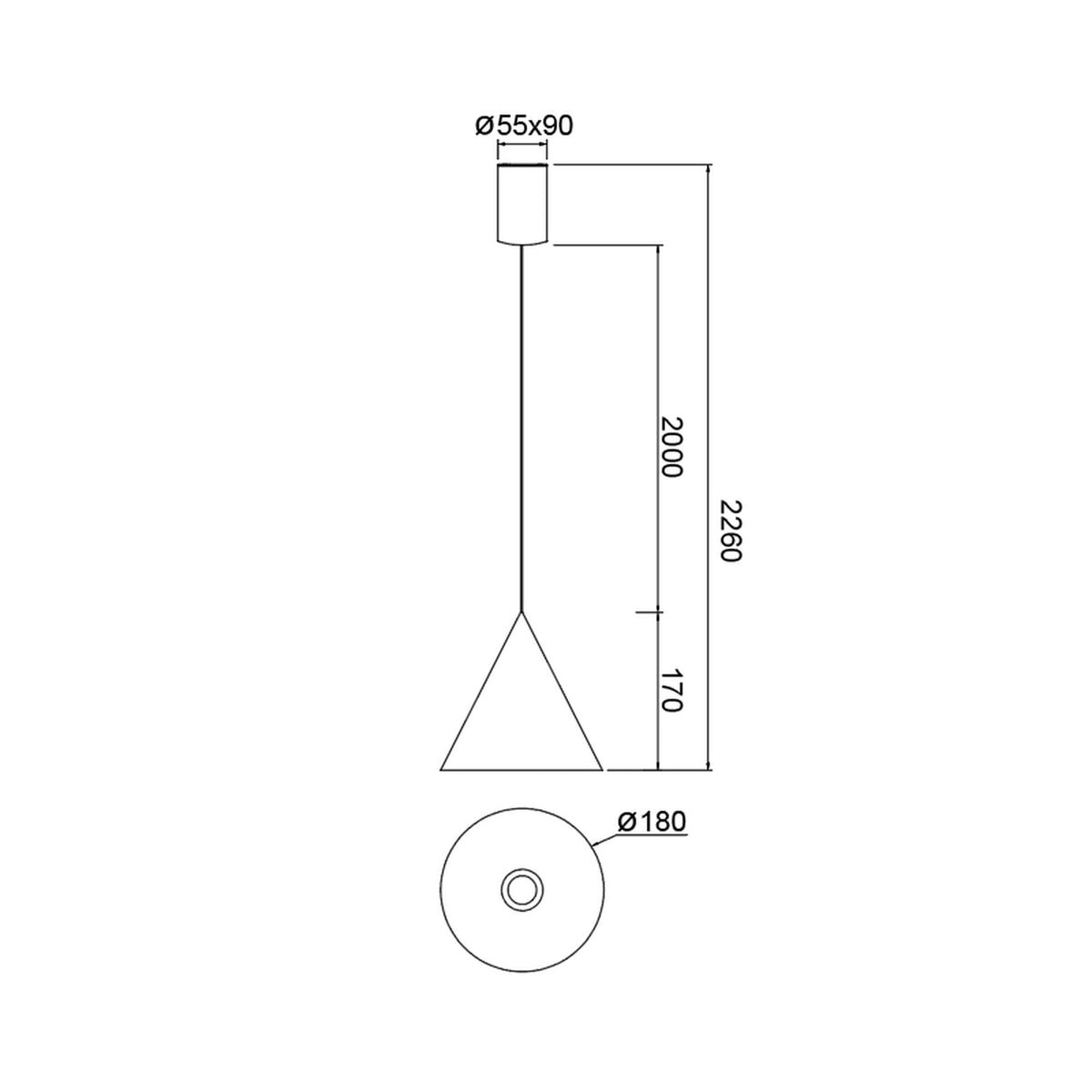 Suspension LED Cono, Ø 18 cm
