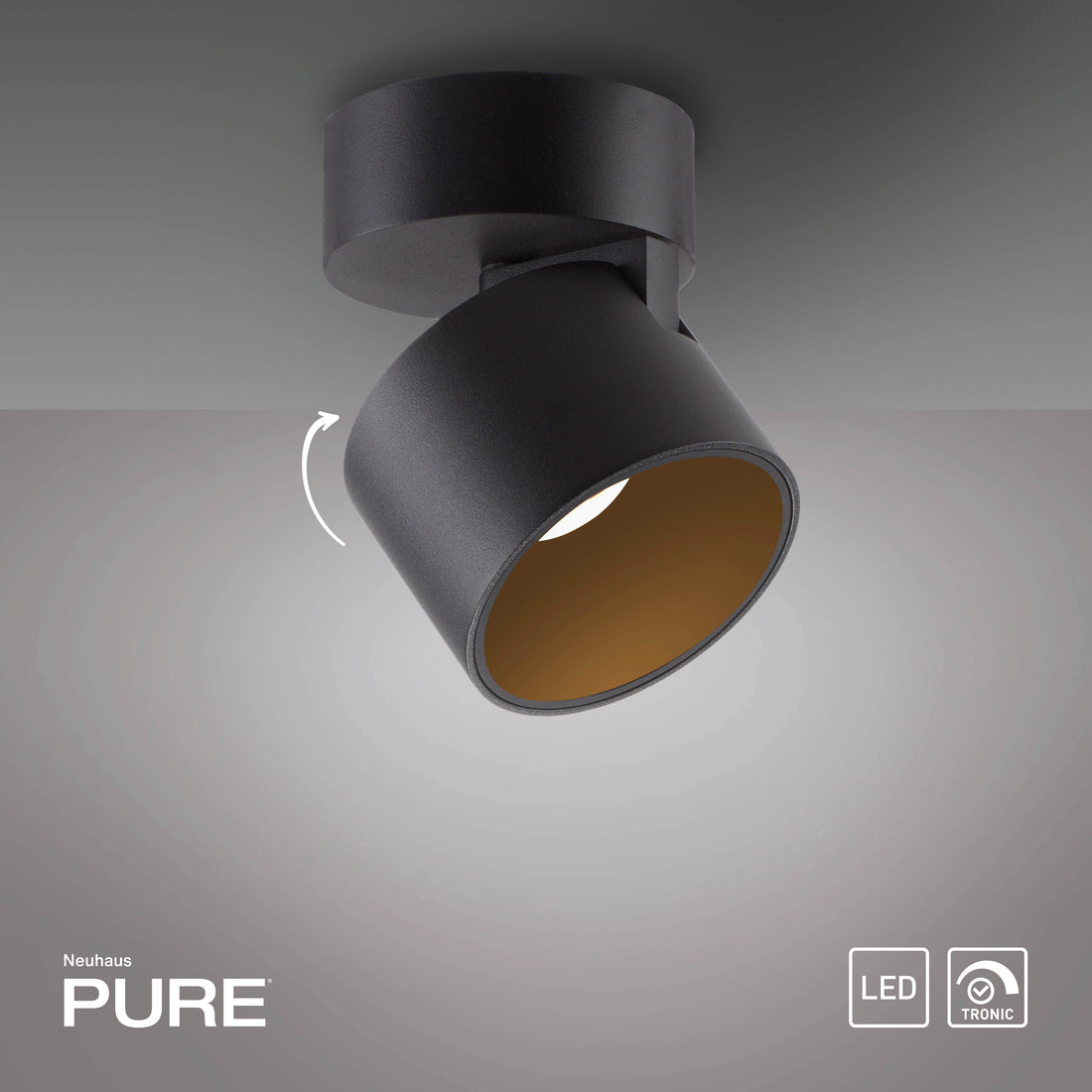 Plafonnier Pure Cup noir, H 16 cm