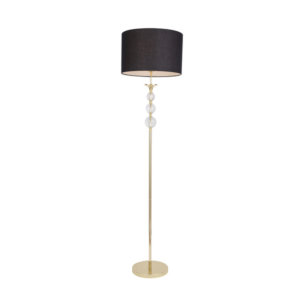 Lampadaire Rea doré et noir, verre