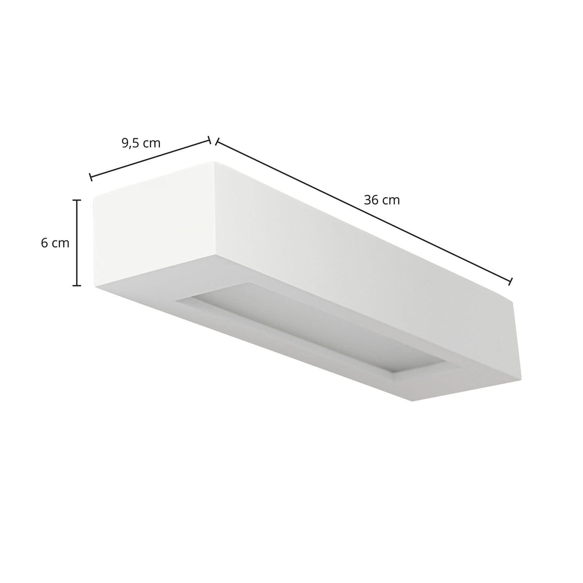 Applique murale Matteo en plâtre, blanc, 2 lumières, hauteur 6 cm