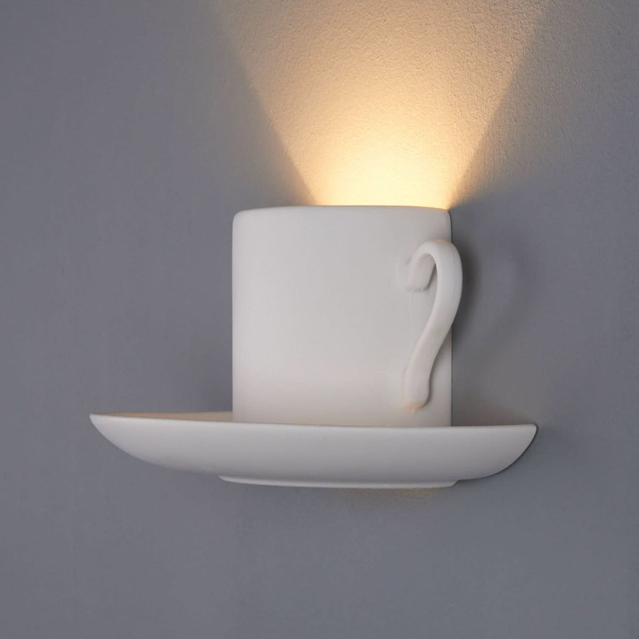 Applique murale Pocillo en plâtre, blanc, hauteur 14 cm