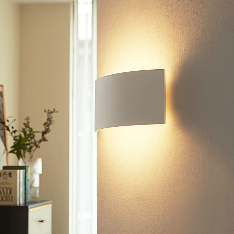 Applique murale Naike en plâtre, blanc, 2 lumières, hauteur 15 cm, 20 W