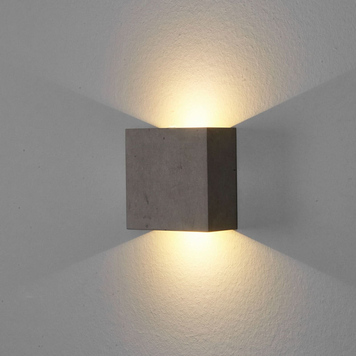 Applique murale LED en béton, gris, 2 lumières, hauteur 12,5 cm