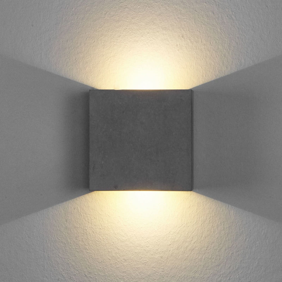 Applique murale LED en béton, gris, 2 lumières, hauteur 12,5 cm