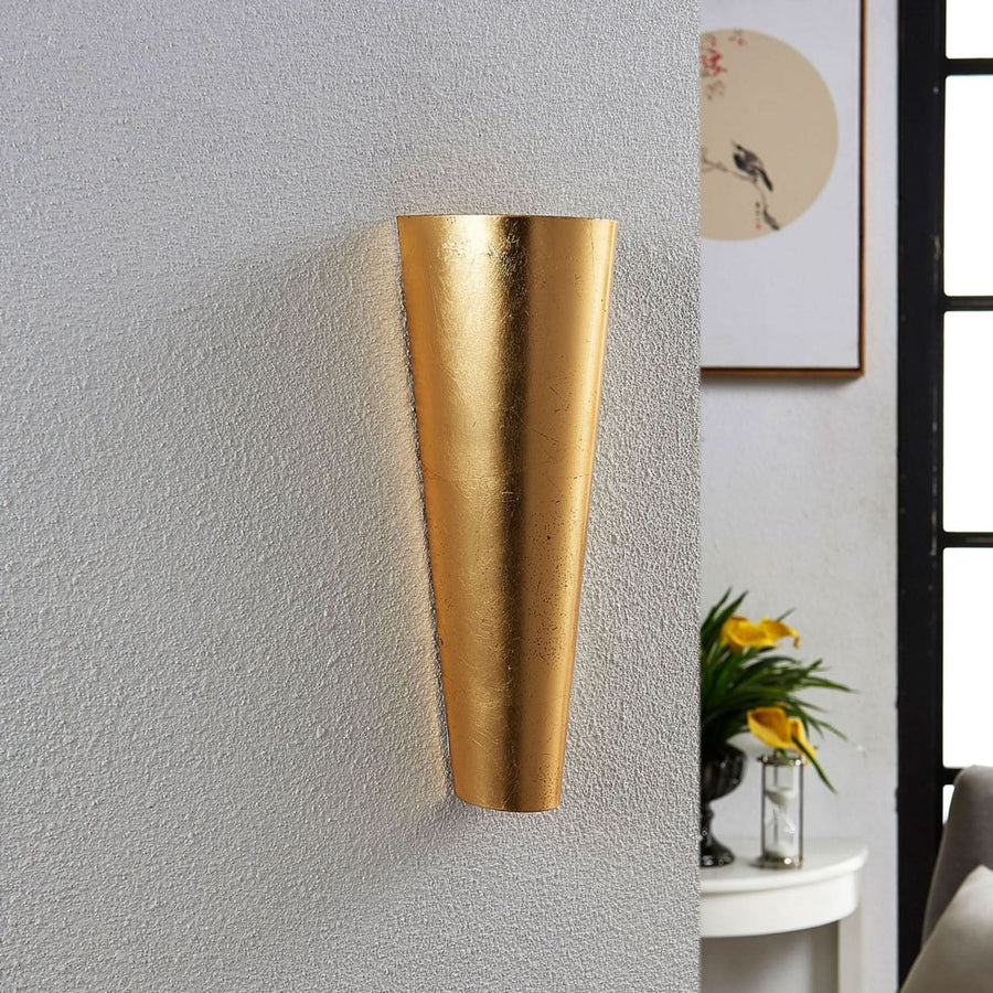 Applique murale Conan en métal, doré mat, 2 lumières, hauteur 30 cm