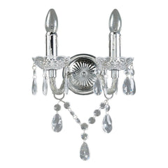 Applique murale Merida en métal, transparent et chromé, 2 lumières, hauteur 35 cm