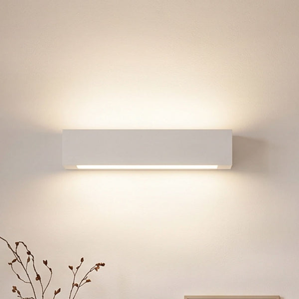 Applique murale Arya en plâtre, blanc, 2 lumières, hauteur 7 cm