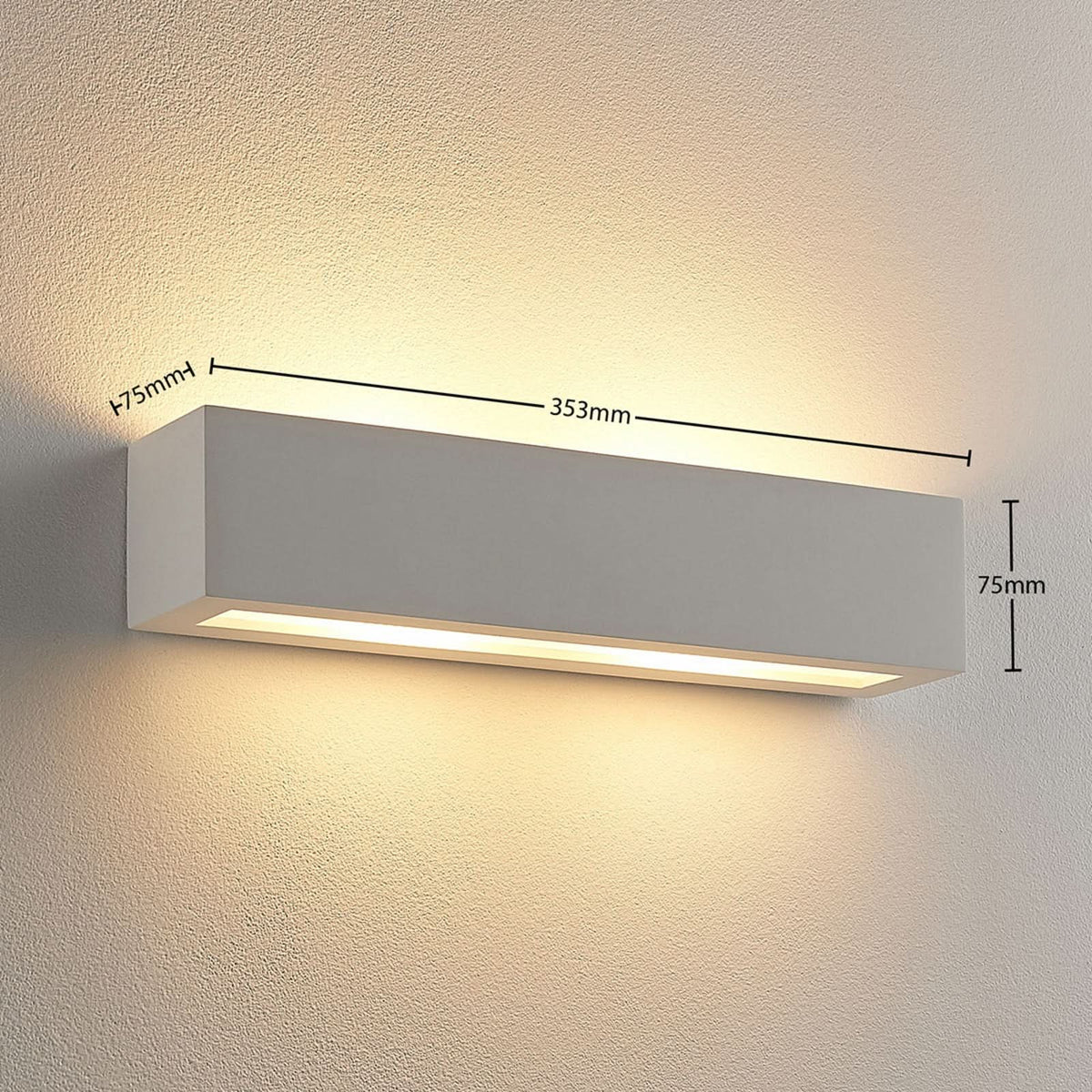 Applique murale Tjada en plâtre, blanc, 2 lumières, hauteur 7,5 cm