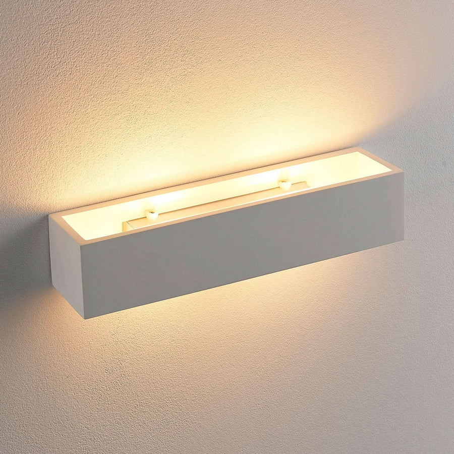 Applique murale Tjada en plâtre, blanc, 2 lumières, hauteur 7,5 cm