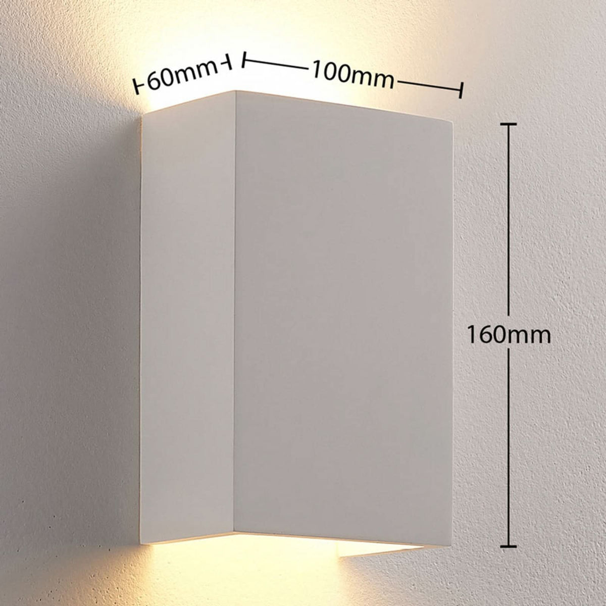 Applique murale Colja en plâtre, blanc, hauteur 16 cm, 5 W, largeur 10 cm, modèle 2