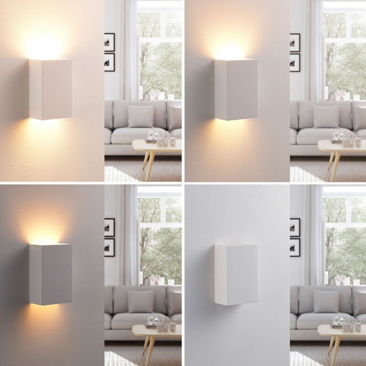 Applique murale Colja en plâtre, blanc, hauteur 16 cm, 5 W, largeur 10 cm, modèle 2