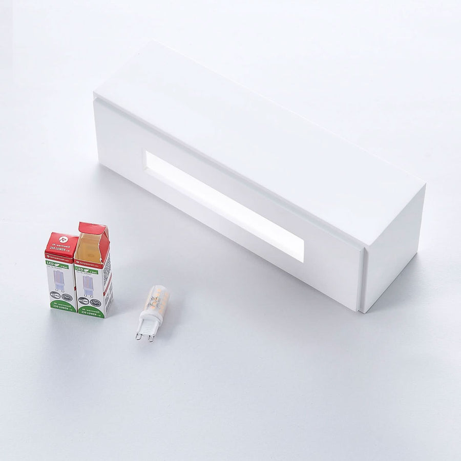 Applique murale Lidby Benno en plâtre, blanc, 2 lumières, hauteur 9 cm