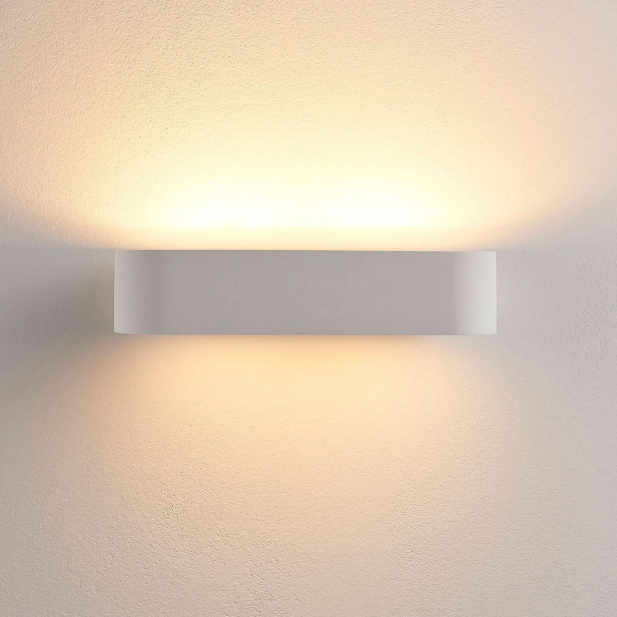 Applique murale Fioni en plâtre, blanc, 2 lumières, hauteur 6,5 cm