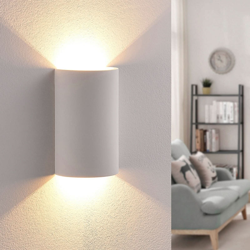 Applique murale LED Jenke en plâtre, blanc, hauteur 16 cm