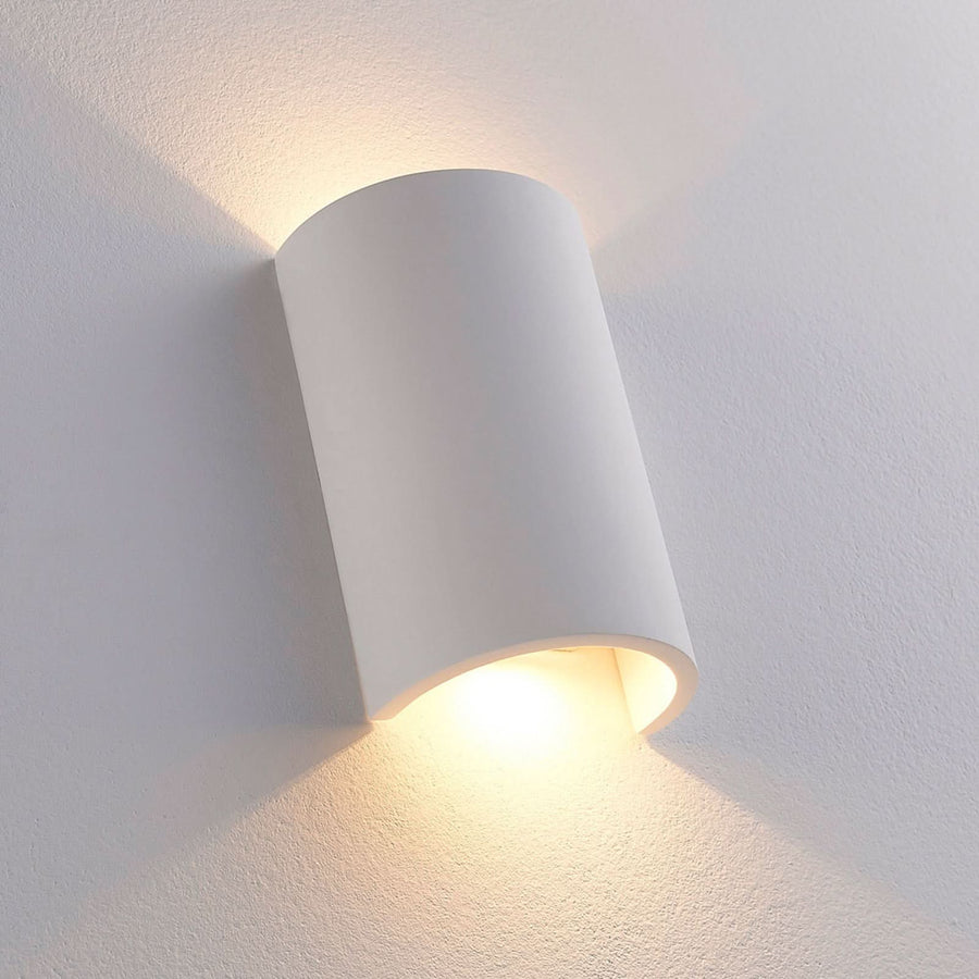 Applique murale LED Jenke en plâtre, blanc, hauteur 16 cm