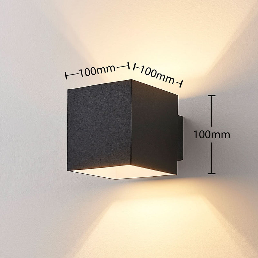 Schéma de dimensions indiquant cent millimètres de largeur et de hauteur.