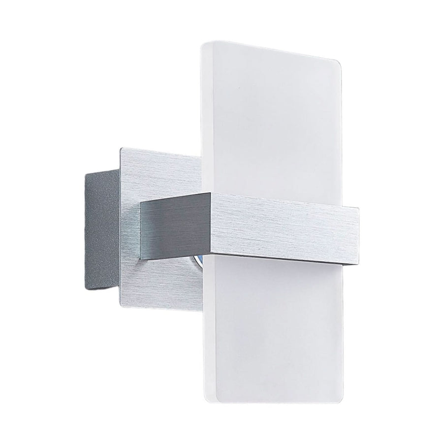 Applique murale LED Yorick en métal, blanc satiné et aluminium brossé, hauteur 18 cm