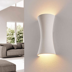Applique murale en plâtre, blanc, 2 lumières, hauteur 30 cm