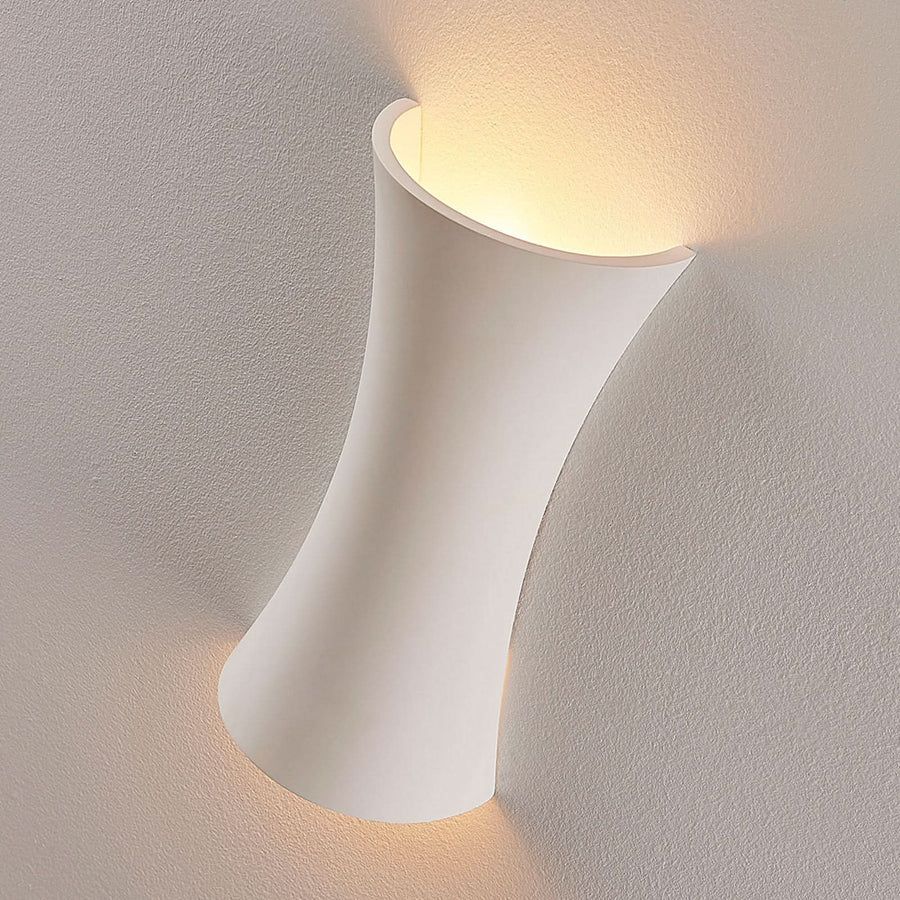Applique murale en plâtre, blanc, 2 lumières, hauteur 30 cm