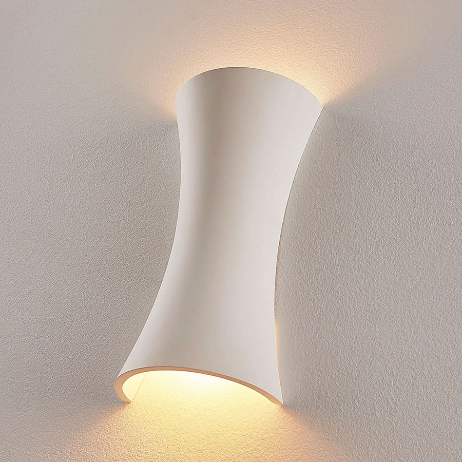 Applique murale en plâtre, blanc, 2 lumières, hauteur 30 cm
