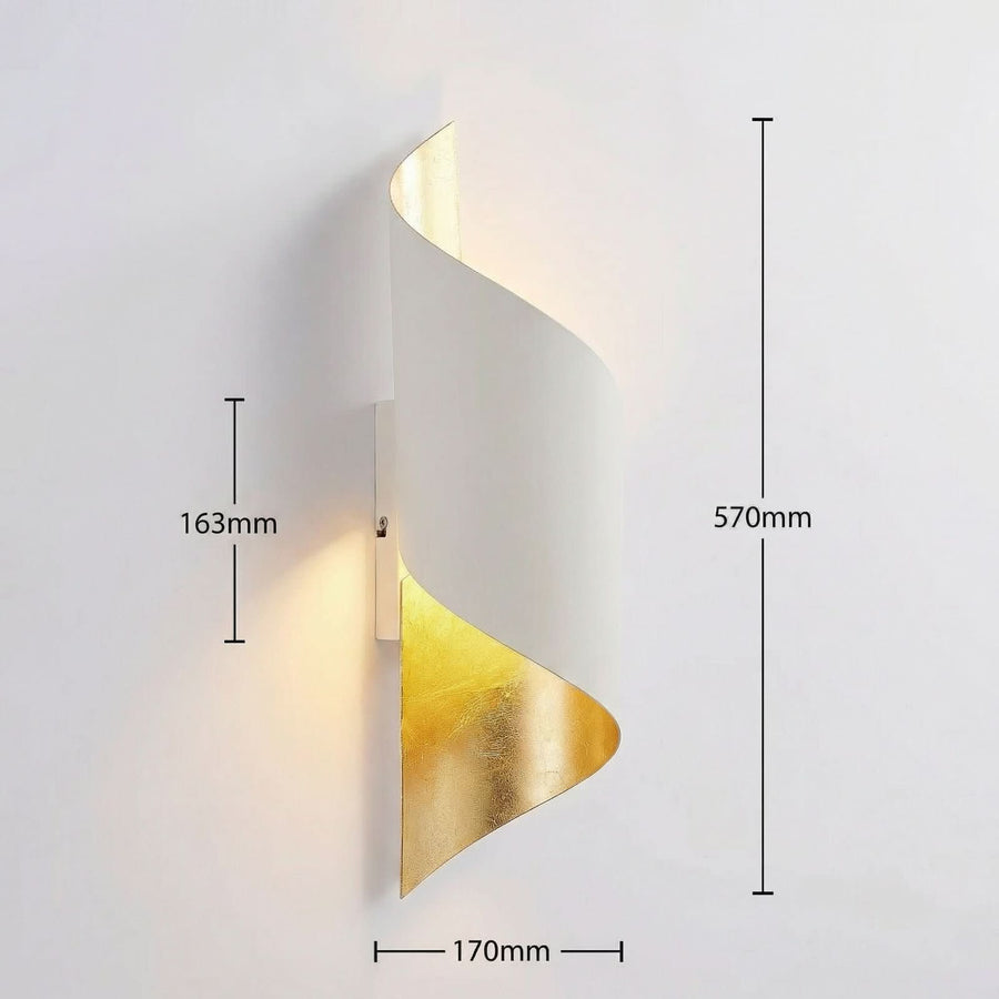 Applique murale en métal, blanc et doré, hauteur 52 cm