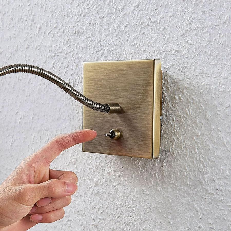 Applique murale LED Mayar en métal, laiton ancien, hauteur 11 cm
