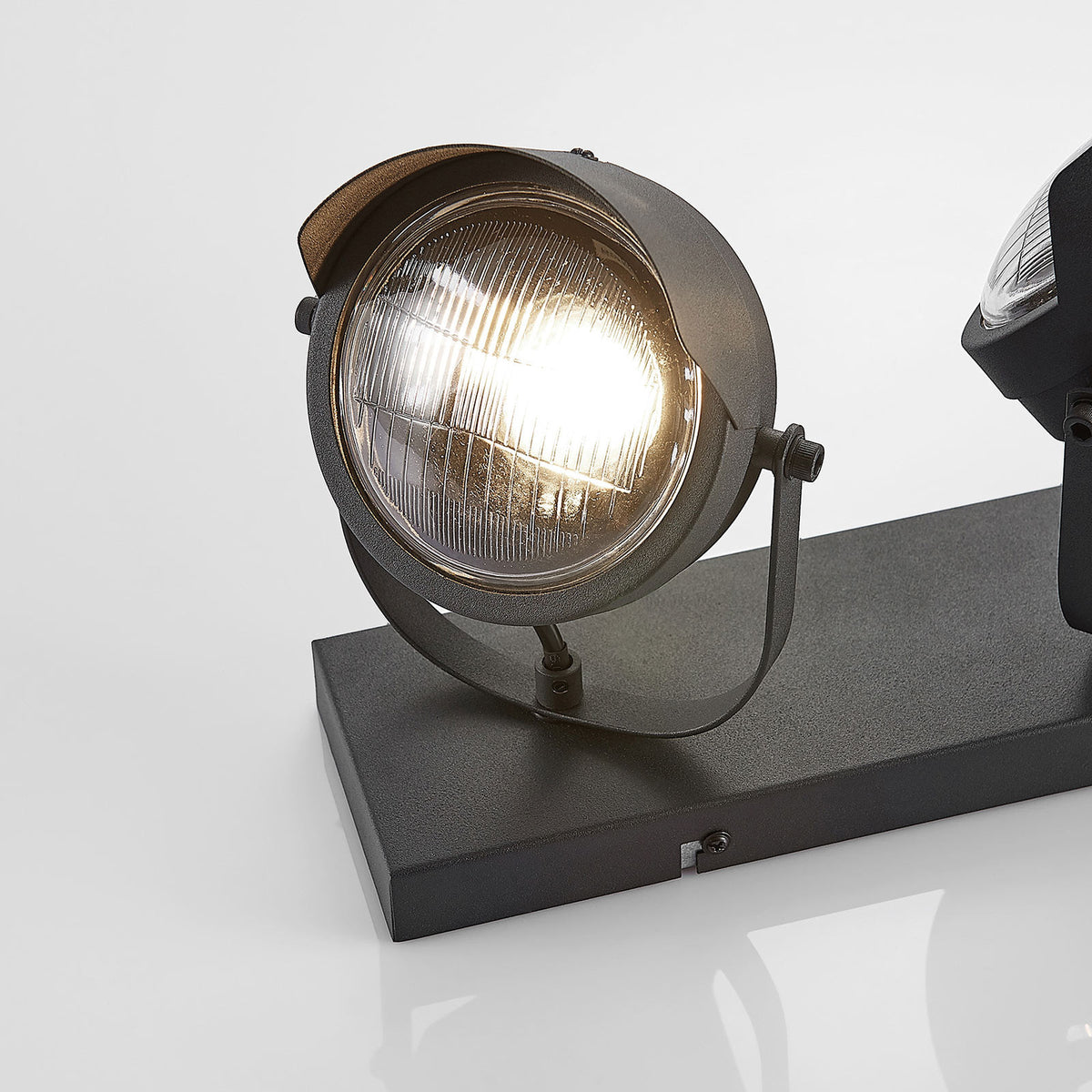 Spot Henega en verre, noir, 3 lumières, hauteur 21,5 cm
