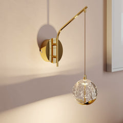 Applique murale LED Hayley en verre, transparent et doré, hauteur 34 cm