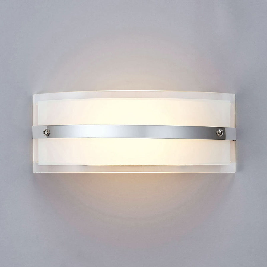 Applique murale LED Zinka en verre, blanc et chromé, hauteur 10 cm