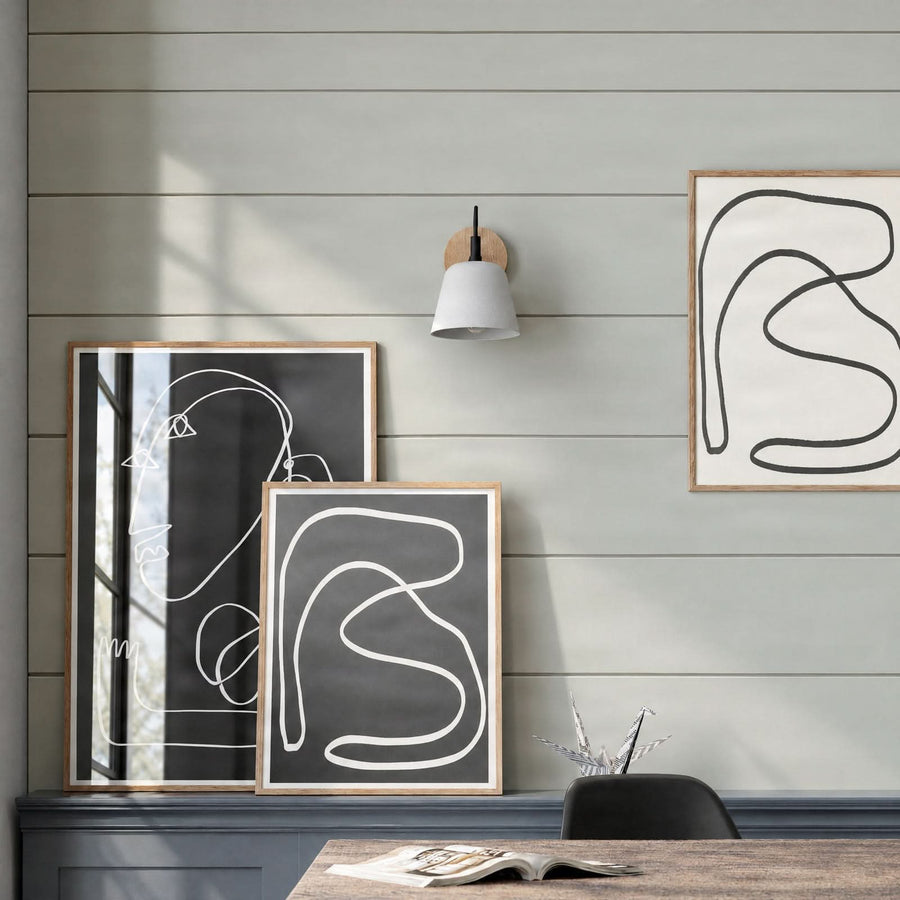 Applique murale Kalinda en bois, gris et chêne, hauteur 20 cm