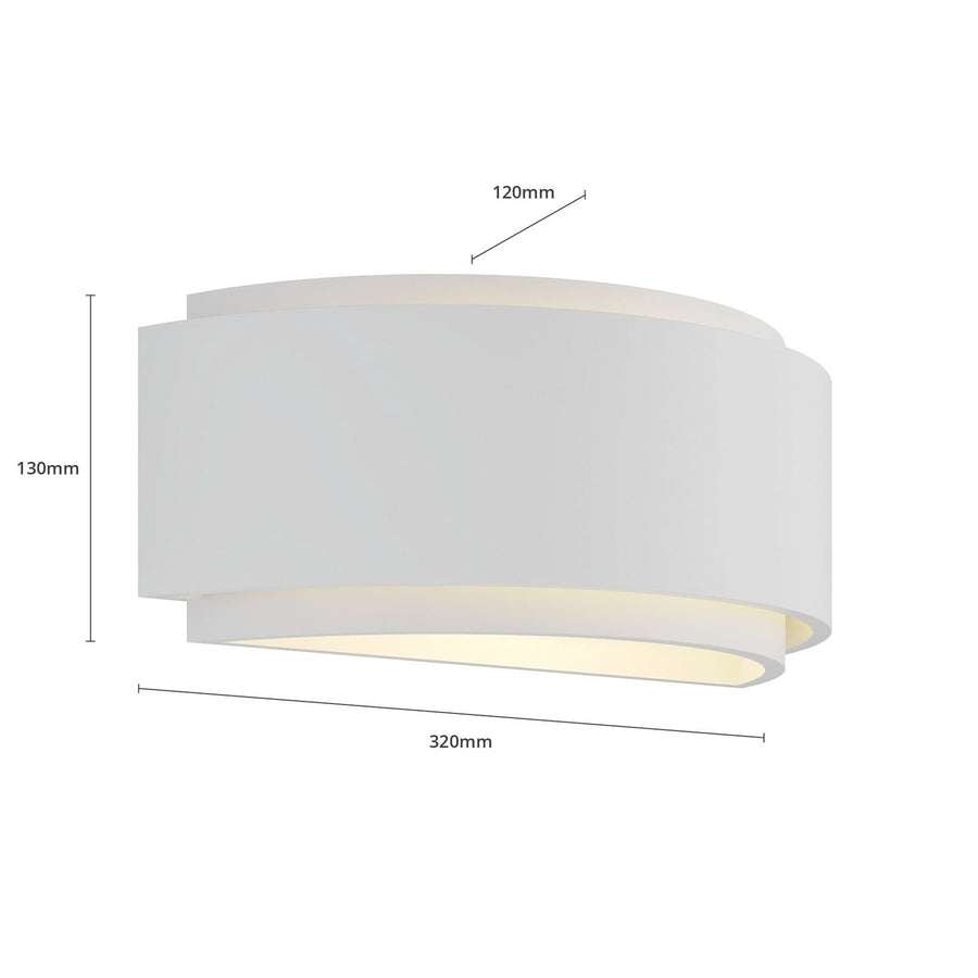 Applique murale Cassian en plâtre, blanc, hauteur 13 cm